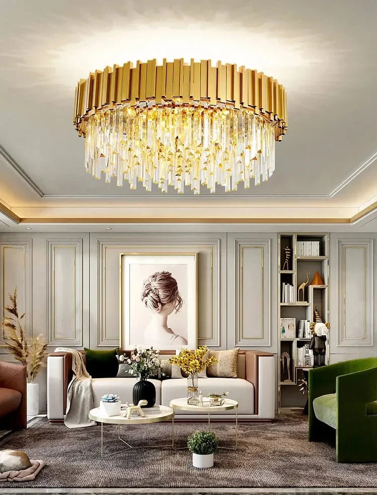 Rylee Gold Edged Crystal And Copper Ring Chandelier - Lumos Glows136:200003939Neutral light;200000795:367Ceiling 30CM
