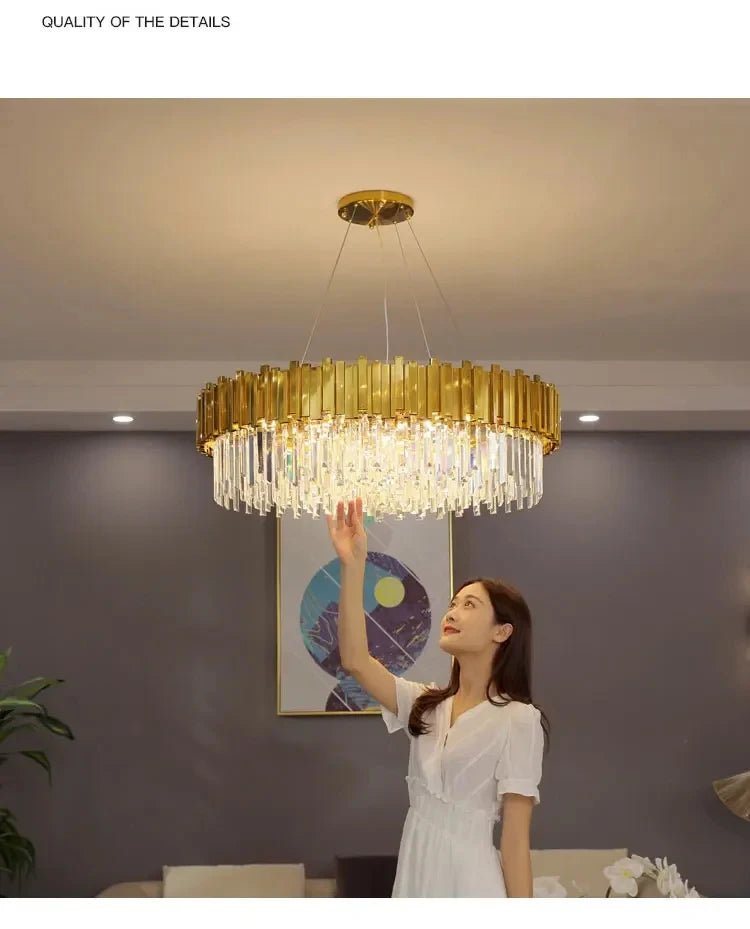 Rylee Gold Edged Crystal And Copper Ring Chandelier - Lumos Glows136:200003939Neutral light;200000795:367Ceiling 30CM