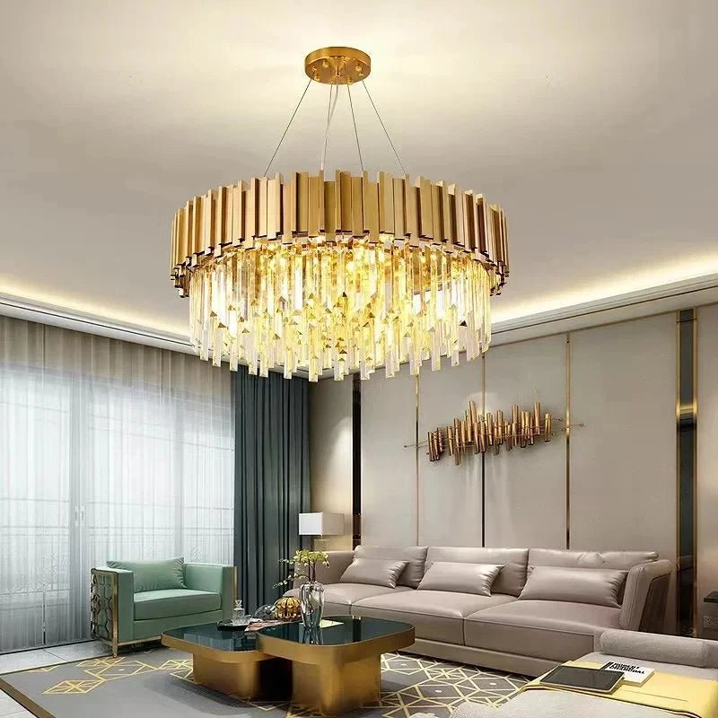 Rylee Gold Edged Crystal And Copper Ring Chandelier - Lumos Glows136:200003939Neutral light;200000795:367Ceiling 30CM