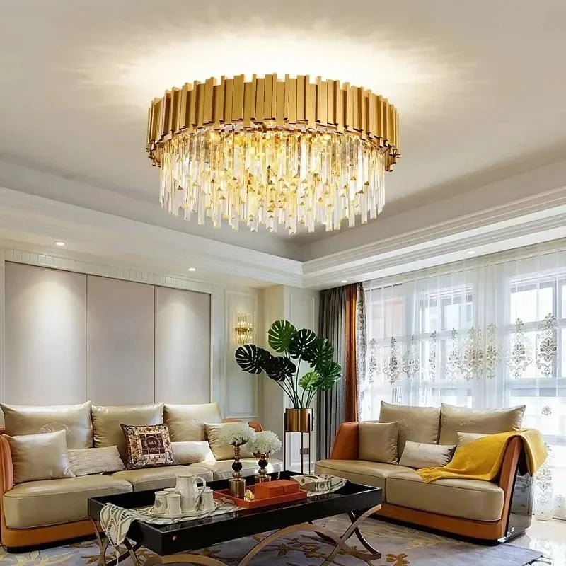 Rylee Gold Edged Crystal And Copper Ring Chandelier - Lumos Glows136:200003939Neutral light;200000795:367Ceiling 30CM