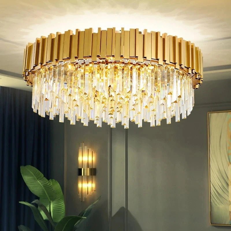 Rylee Gold Edged Crystal And Copper Ring Chandelier - Lumos Glows136:200003939Neutral light;200000795:367Ceiling 30CM