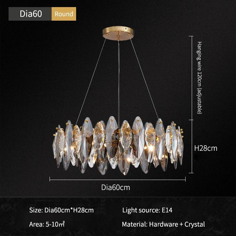 Zoey Crystal & Copper Bar Chandelier - Modern Flush Mount Light - Lumos Glows136:200003939Cool white 60cm-round