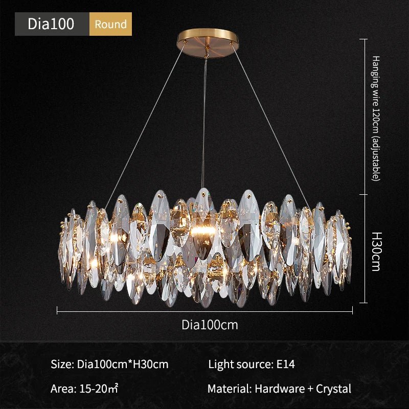 Zoey Crystal & Copper Bar Chandelier - Modern Flush Mount Light - Lumos Glows136:200003939Cool white 100cm-round