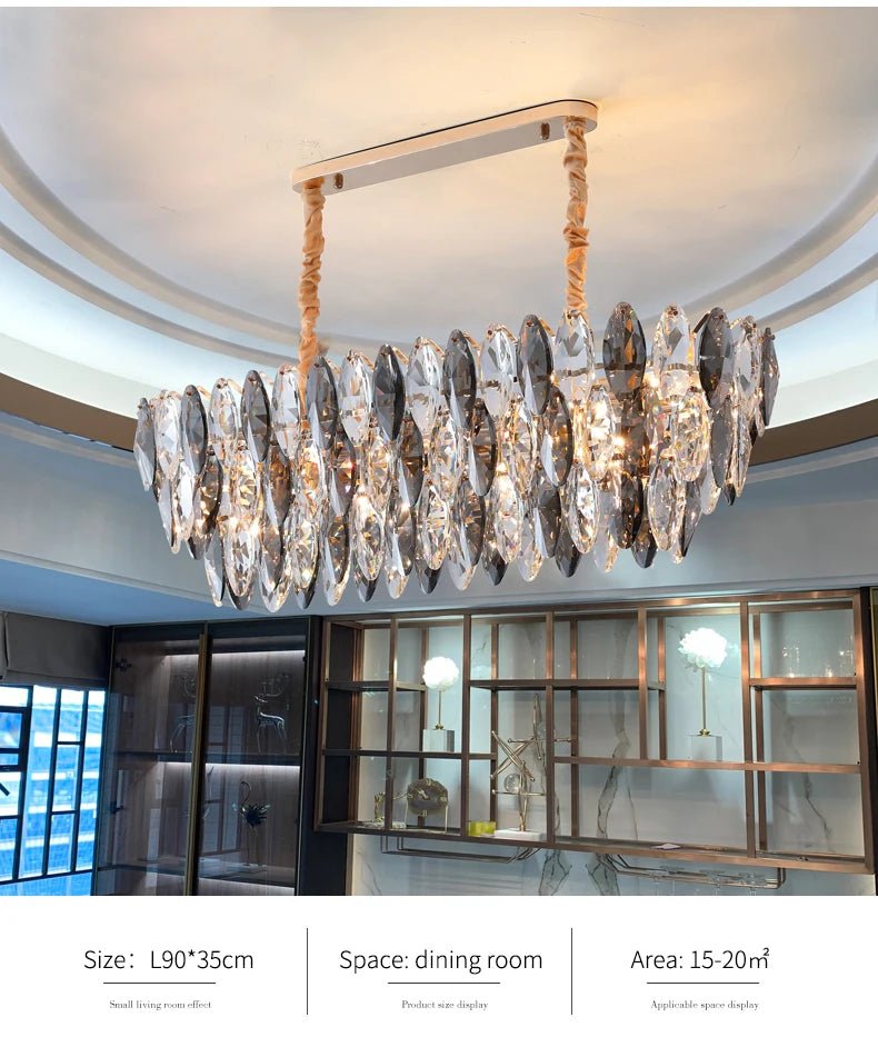 Zoey Crystal & Copper Bar Chandelier - Modern Flush Mount Light - Lumos Glows136:2000061533 Colors 130cm-Long