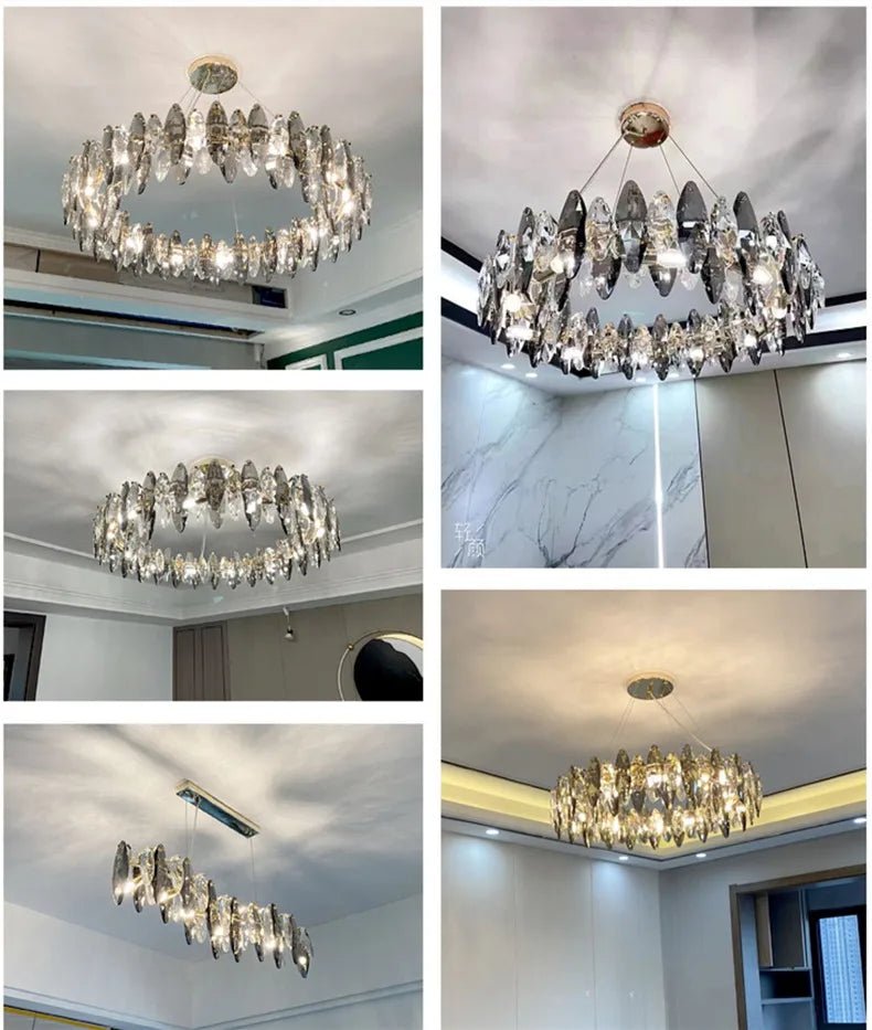 Zoey Crystal & Copper Bar Chandelier - Modern Flush Mount Light - Lumos Glows136:2000061533 Colors 130cm-Long