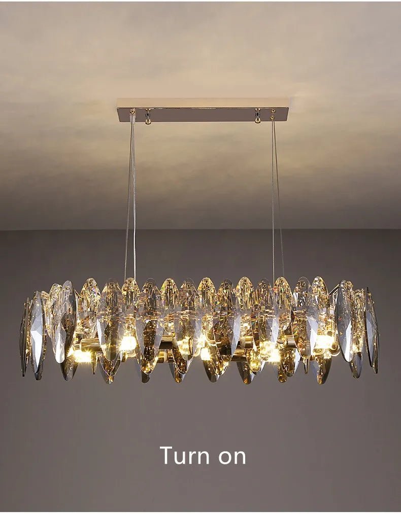 Zoey Crystal & Copper Bar Chandelier - Modern Flush Mount Light - Lumos Glows136:2000061533 Colors 130cm-Long