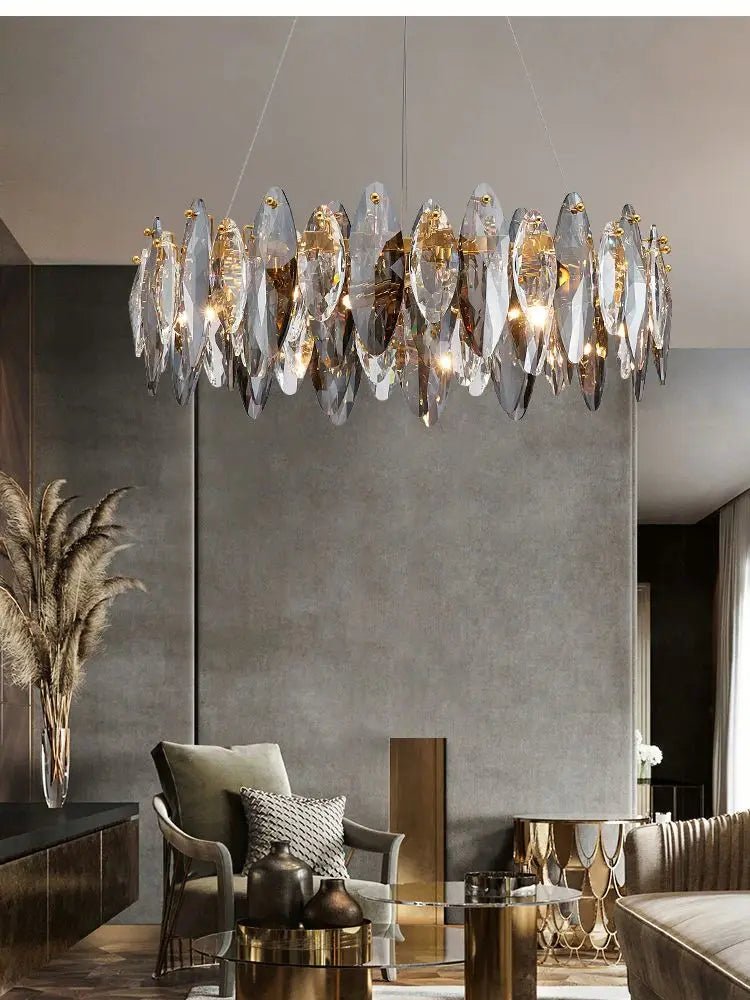 Zoey Crystal & Copper Bar Chandelier - Modern Flush Mount Light - Lumos Glows136:2000061533 Colors 130cm-Long