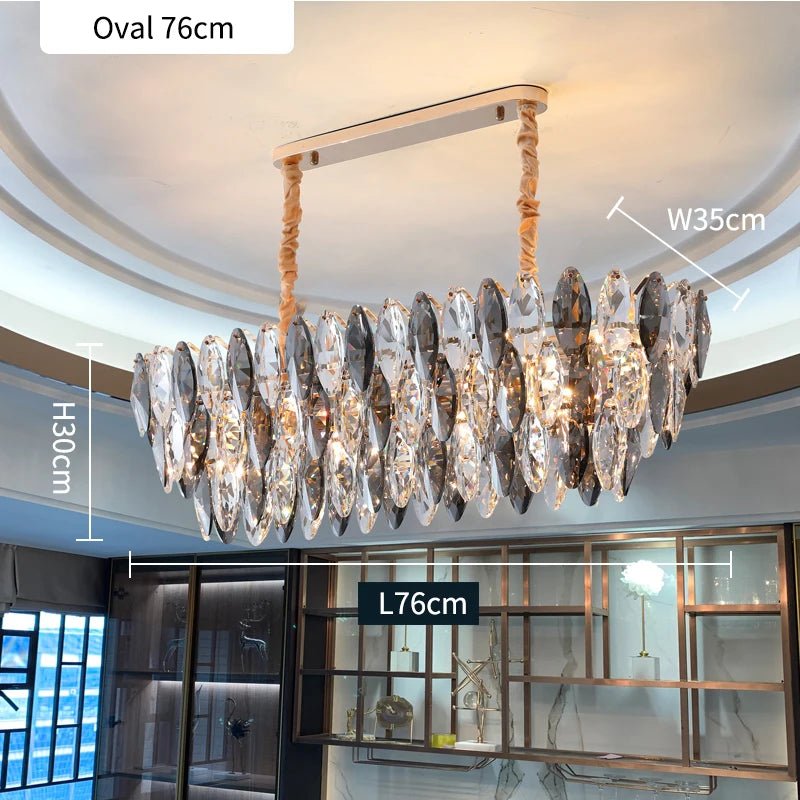 Zoey Crystal & Copper Bar Chandelier - Modern Flush Mount Light - Lumos Glows136:2000061533 Colors 76cm-oval