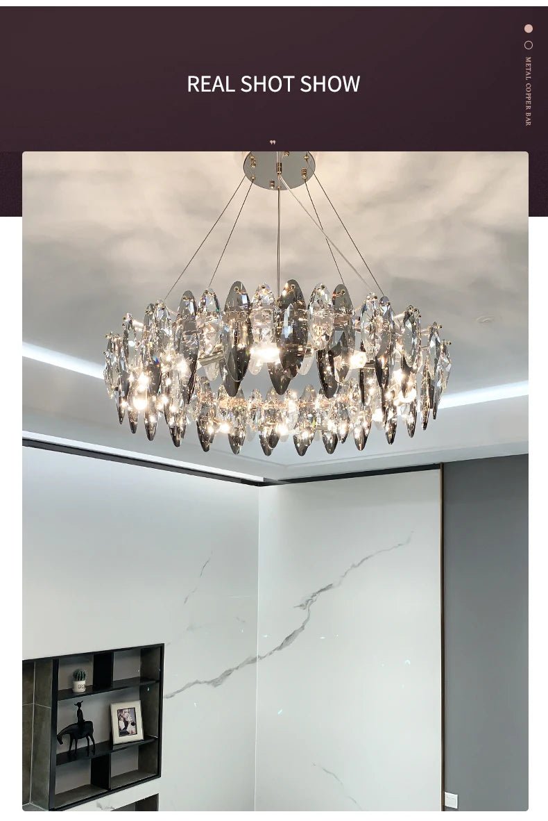 Zoey Crystal & Copper Bar Chandelier - Modern Flush Mount Light - Lumos Glows136:2000061533 Colors 130cm-Long