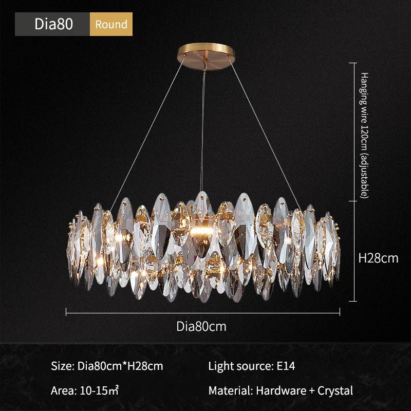 Zoey Crystal & Copper Bar Chandelier - Modern Flush Mount Light - Lumos Glows136:200003938Warm white 80cm-round