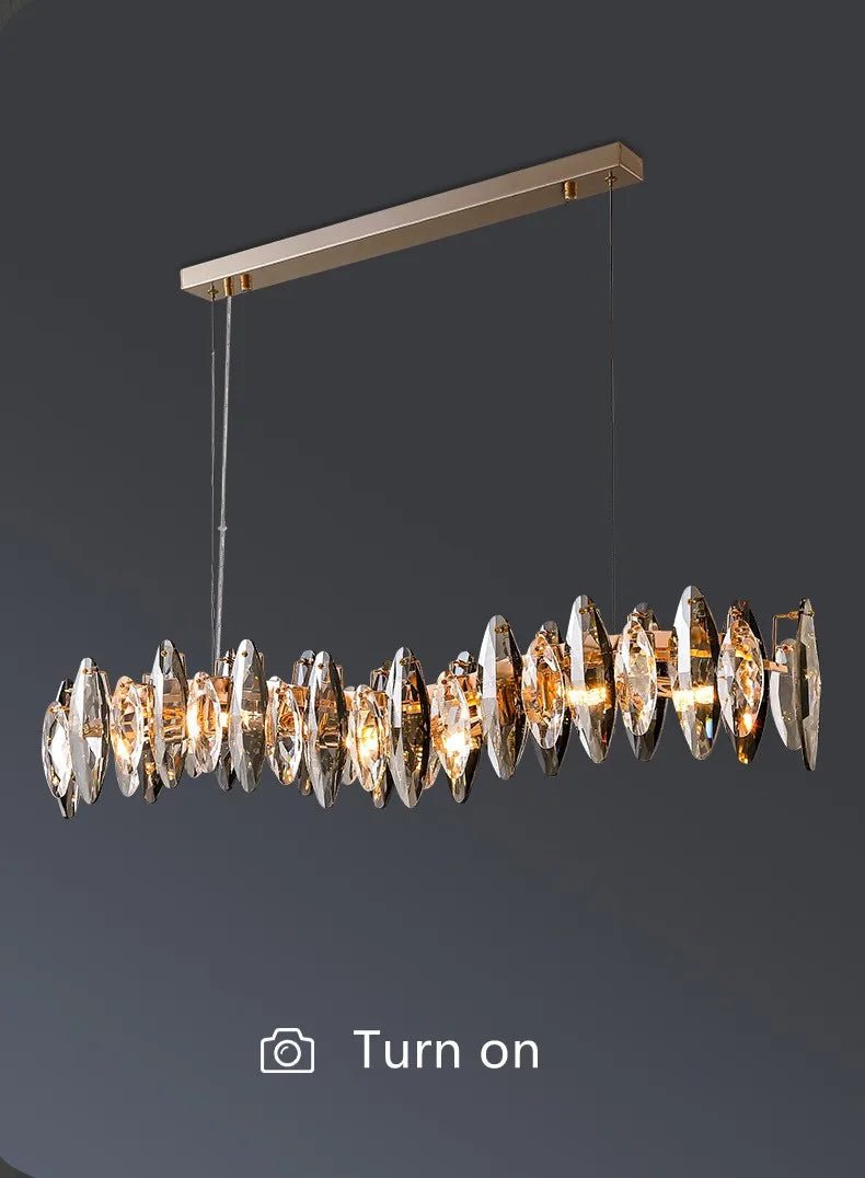 Zoey Crystal & Copper Bar Chandelier - Modern Flush Mount Light - Lumos Glows136:2000061533 Colors 130cm-Long